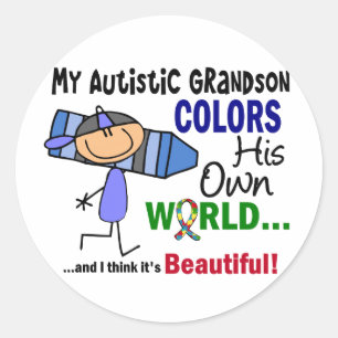 Autism COLORS'S EIGEN WERELDkleinzoon Ronde Sticker