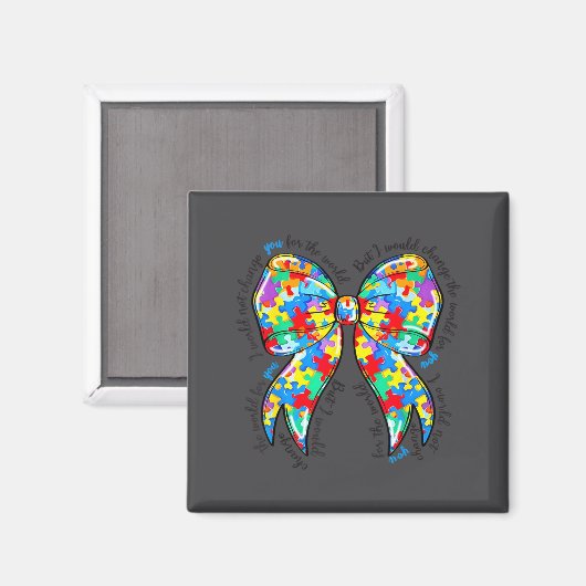 Autism Coquette Bow Puzzle Autism Awareness Proud  Magneet (Voorkant / Achterkant)