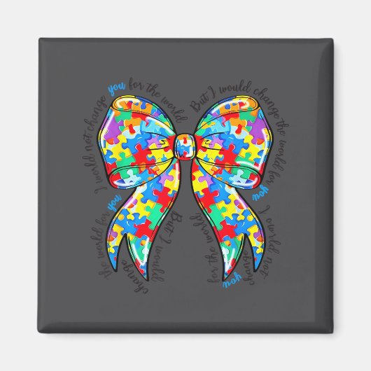 Autism Coquette Bow Puzzle Autism Awareness Proud  Magneet (Voorkant)