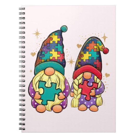 Autism Couple Gnome Notitieboek (Voorkant)