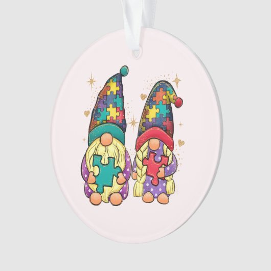 Autism Couple Gnome Ornament (voorkant)