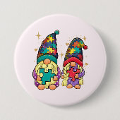 Autism Couple Gnome Ronde Button 7,6 Cm (Voorkant)