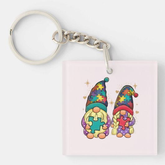 Autism Couple Gnome Sleutelhanger (Voorkant)