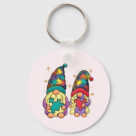 Autism Couple Gnome Sleutelhanger (Voorkant)