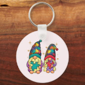 Autism Couple Gnome Sleutelhanger (Achterkant)