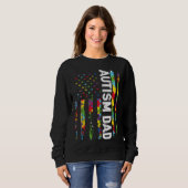 Autism Dad Awareness American Flag USA Support Aut Trui (Voorkant volledig)