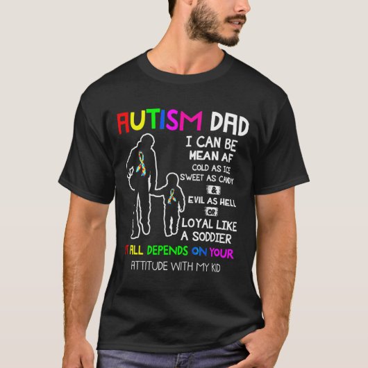 Autism Dad Mean Autism Autism Ribbon Parent Mannen T-shirt (Voorkant)