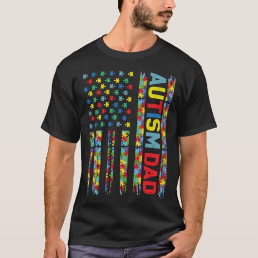 Autism Dad Puzzle US Flag Child Awareness Choose K T-shirt (Voorkant)
