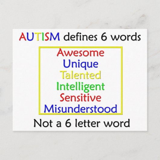 Autism definieert briefkaart (Voorkant)