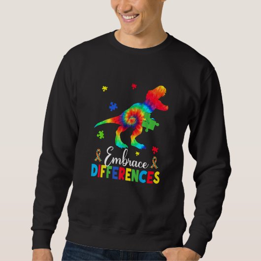 Autism Dinosaur Puzzle Piece Embrace Difference B Trui (Voorkant)