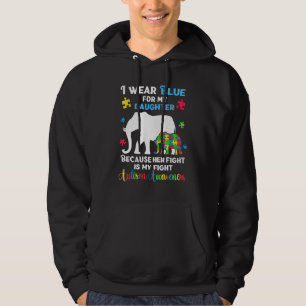 Autism Dochter Mam Pap, Fun Puzzle Autistic Elep Hoodie