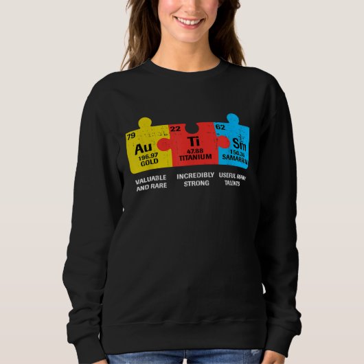 Autism Elements Periodic Table Awareness ASD Men W Trui (Voorkant)