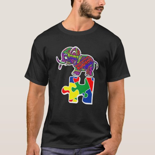 Autism Elephant 2022 T-shirt Autistic Awareness Da (Voorkant)