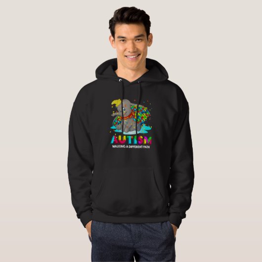 Autism Elephant Dumbo Walking A Different Path Aut Hoodie (Voorkant volledig)