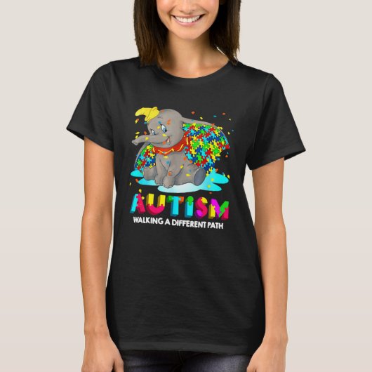 Autism Elephant Dumbo Walking A Different Path Aut T-shirt (Voorkant)