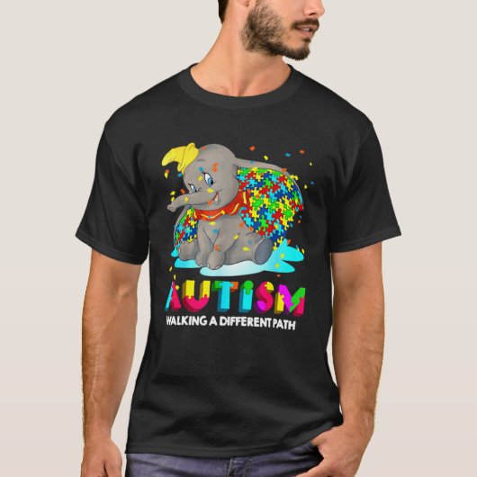 Autism Elephant Dumbo Walking A Different Path Aut T-shirt (Voorkant)