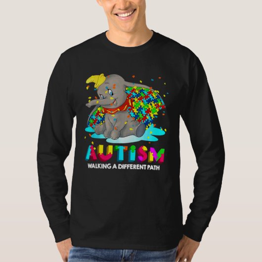Autism Elephant Dumbo Walking A Different Path Aut T-shirt (Voorkant)