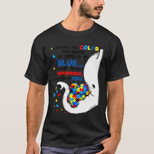 Autism Elephant Mam Elephant Verschil dus wees goe T-shirt (Voorkant)