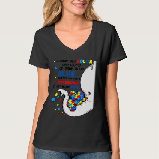Autism Elephant Mam Elephant Verschil dus wees goe T-shirt (Voorkant)