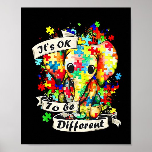 Autism Elephant Puzzle is oké om een andere moeder Poster (Voorkant)