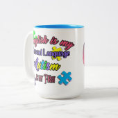 Autism Elephant Puzzle Tweekleurige Koffiemok (Voorkant links)