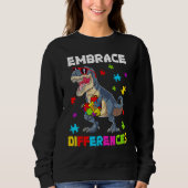 Autism Embrace Differences Dinosaur Rex Kids Cute  Trui (Voorkant)