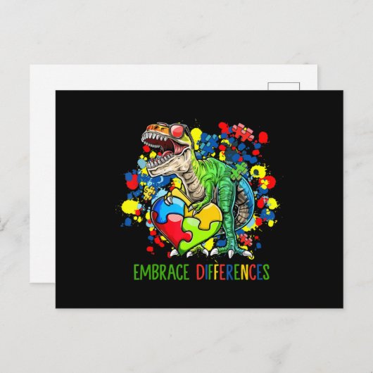Autism Embrace Differences Dinosaur T-Rex Kinder C Briefkaart (Voorkant / Achterkant)