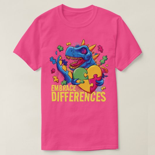 Autism Embrace Differences Dinosaur TRex Kinder Cu T-shirt (Design voorkant)
