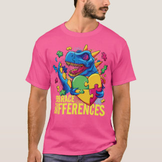 Autism Embrace Differences Dinosaur TRex Kinder Cu T-shirt