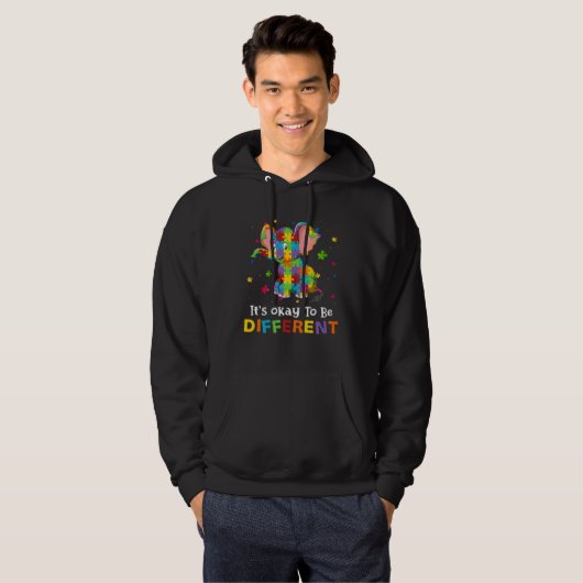 Autism Embrace Differences Elephant Puzzle Autism  Hoodie (Voorkant volledig)