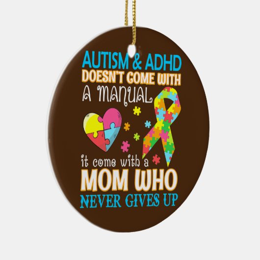 Autism en Adhd worden niet handmatig meegeleverd Keramisch Ornament (Rechts)