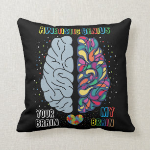 Autism Genius Heart Autistic Colorful Brain Kussen