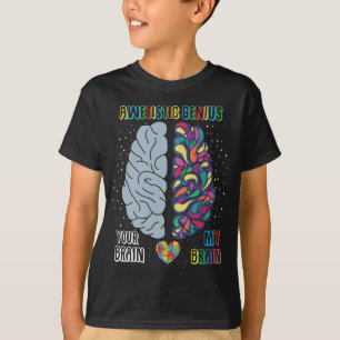 Autism Genius Heart Autistic Colorful Brain T-shirt