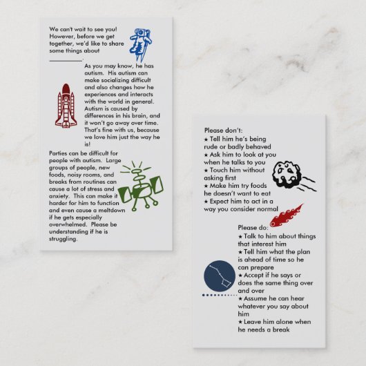 Autism Get Together Boy Visitekaartje (Voorkant / Achterkant)