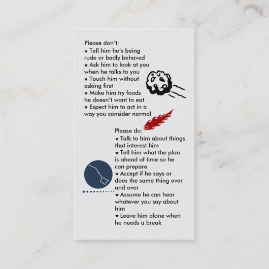 Autism Get Together Boy Visitekaartje (Achterkant)