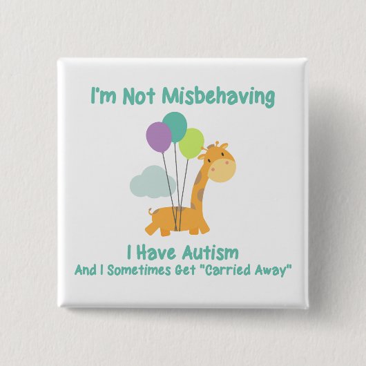 Autism-Giraffe Vierkante Button 5,1 Cm (Voorkant)