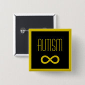 Autism golden infinity knapp vierkante button 5,1 cm (Voorkant /achterkant)