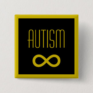 Autism golden infinity knapp vierkante button 5,1 cm