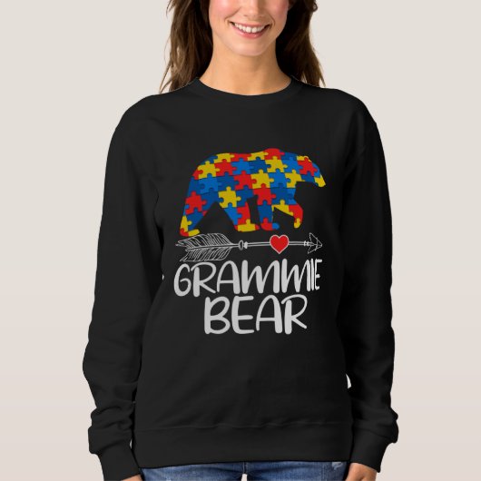 Autism Grammie Bear Autistic Support Autism Awaren Trui (Voorkant)