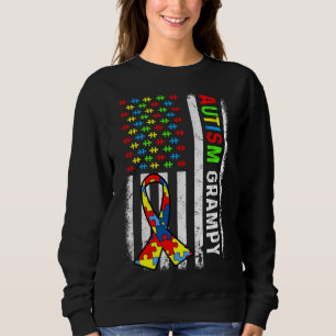 Autism Grampy American Flag Autism Awareness Famil Trui