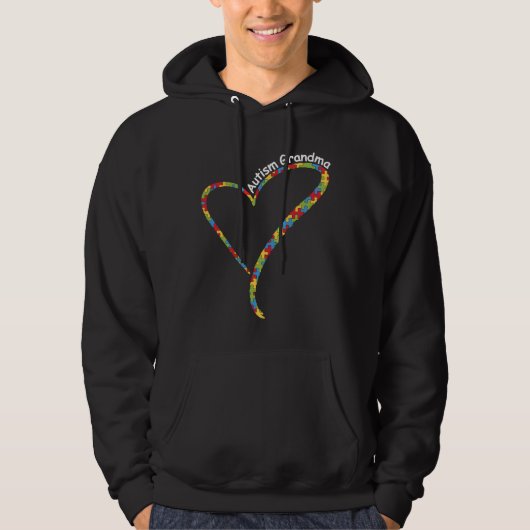 Autism Grandma Autism Awareness Puzzle Piece Heart Hoodie (Voorkant)
