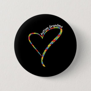 Autism Grandma Autism Awareness Puzzle Piece Heart Ronde Button 5,7 Cm