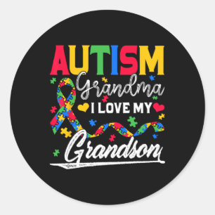 Autism Grandma I Love My Grandson Autisme Awarenes Ronde Sticker