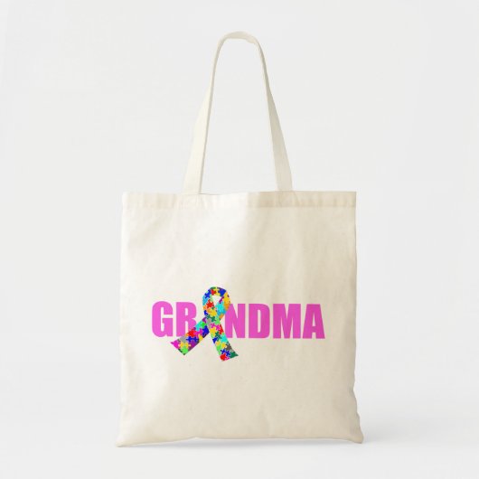 Autism Grandma Pink  Awareness Ribbon Tote Bag (Voorkant)
