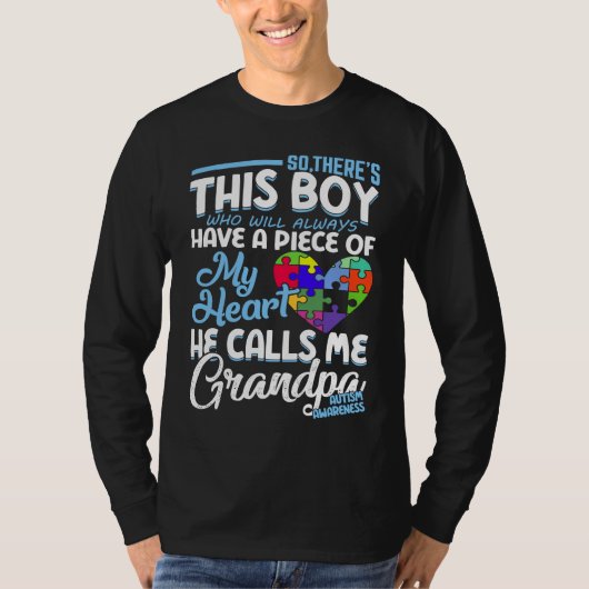 Autism Grandpa Boy Puzzle Pieces Autism Awereness T-shirt (Voorkant)