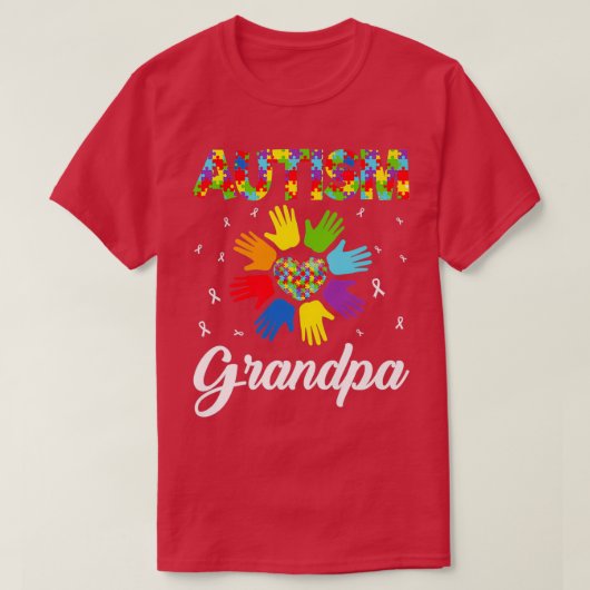 Autism Grandpa Funny Love Heart Autisme Awareness T-shirt (Design voorkant)