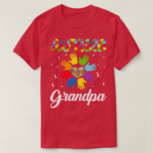 Autism Grandpa Funny Love Heart Autisme Awareness  T-shirt (Design voorkant)