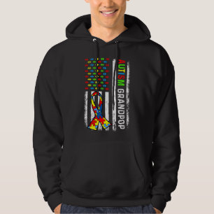 Autism Grandpop American Flag Autism Awareness Fam Hoodie
