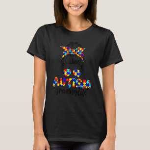 Autism Granny Messy Bun Sunbril Bandana Autism T-shirt