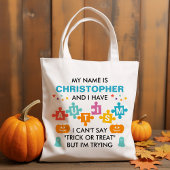 Autism Halloween Trick or treat Persoonlijke naam Tote Bag
